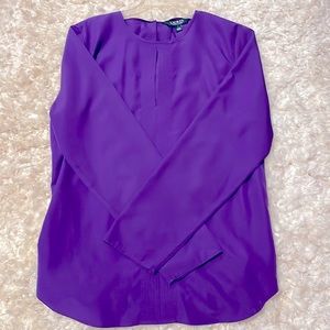 Ralph Lauren purple long sleeve blouse, size L.Like new